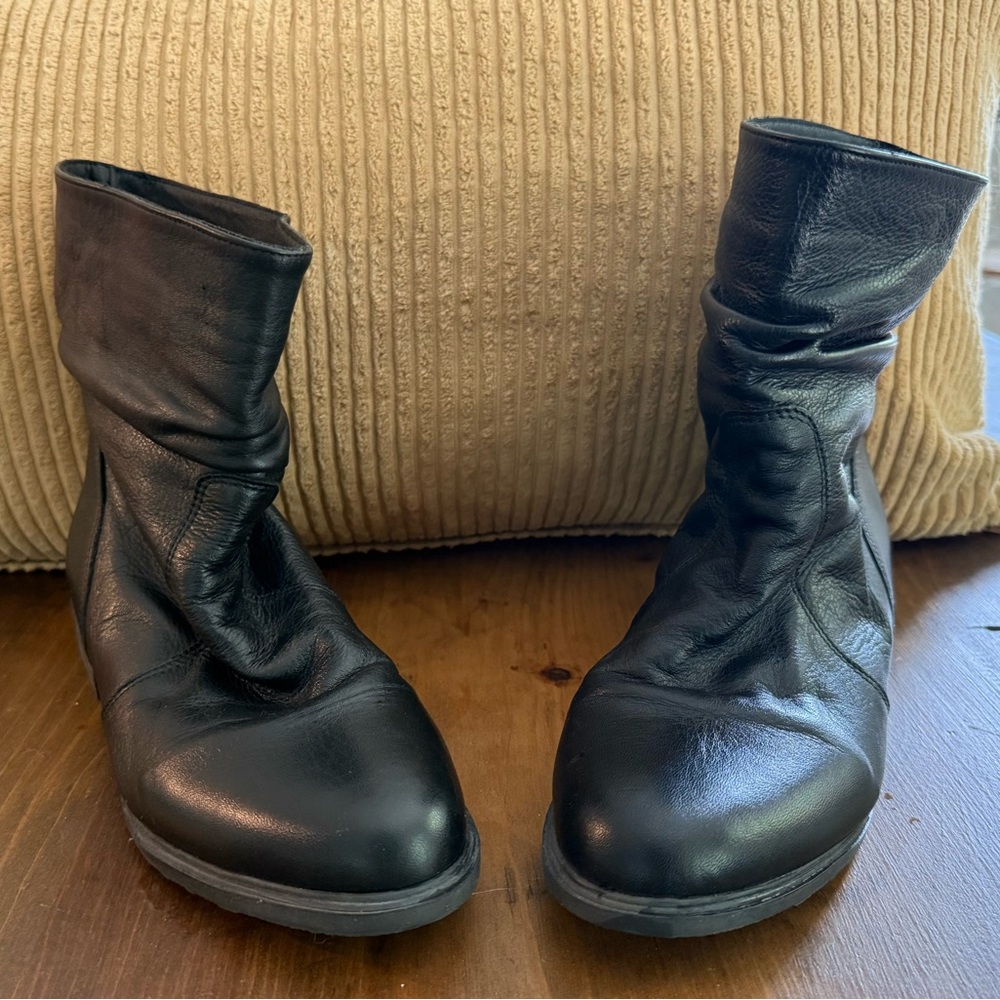 Black Leather Ankle Boots, women’s size 38, made in Spain